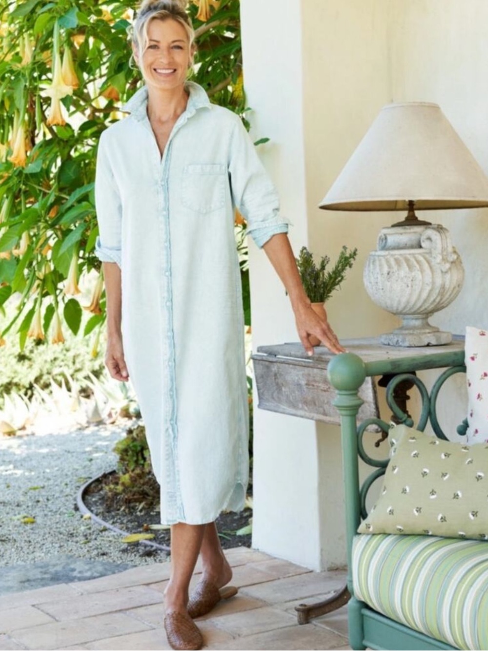 Frank & Eileen Rory Woven Long Dress Sea Foam Mineral Wash Medium